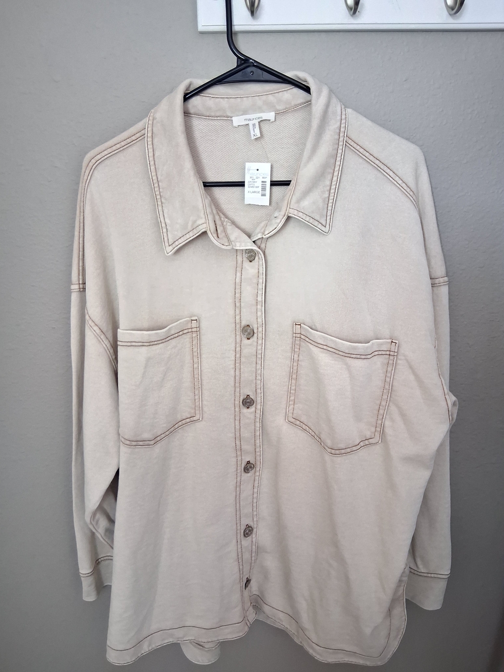 NWT Maurices Button Up Cream Top XL